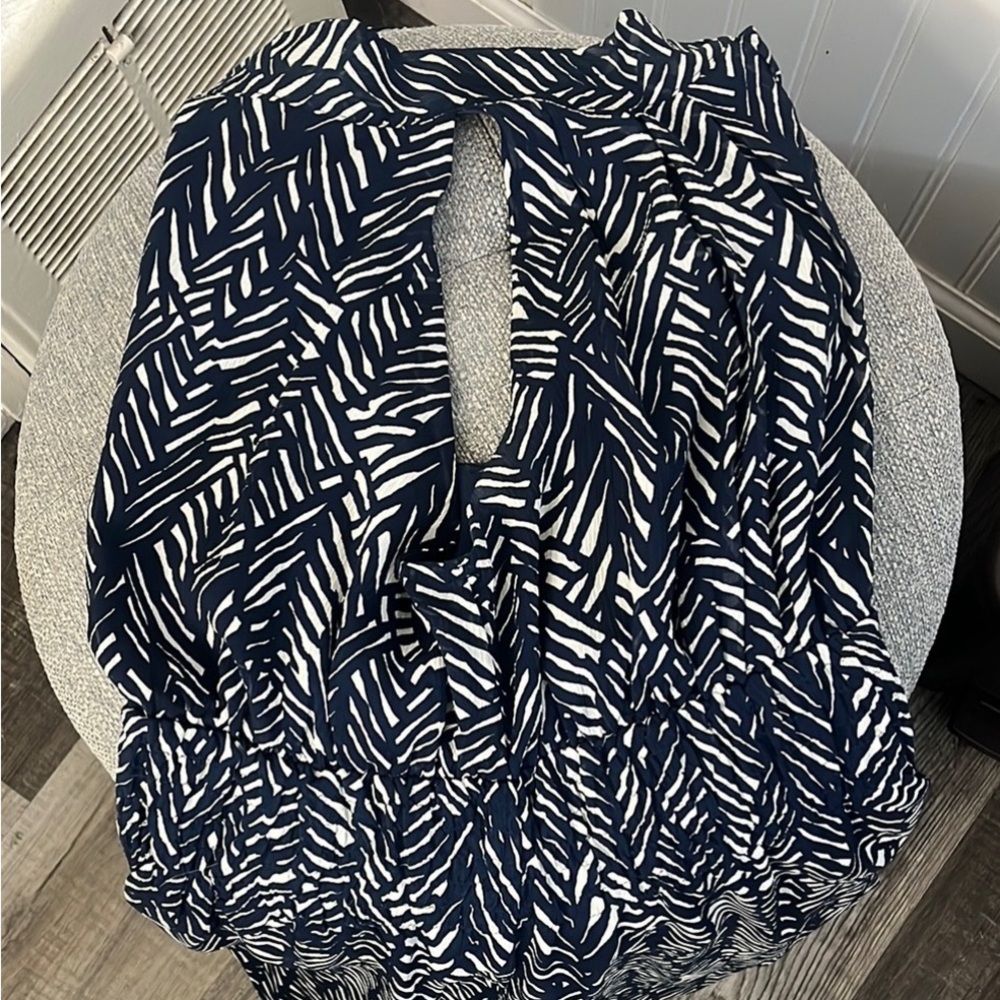 Merona Navy Blue and White Sheath Dress